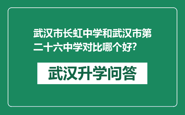 武汉市长虹中学和武汉市第二十六中学对比哪个好？