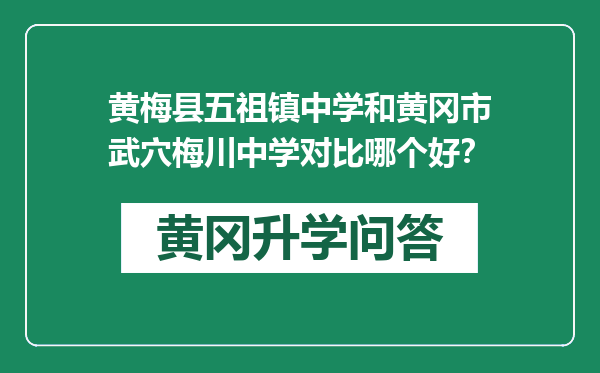 黄梅县五祖镇中学和黄冈市武穴梅川中学对比哪个好？