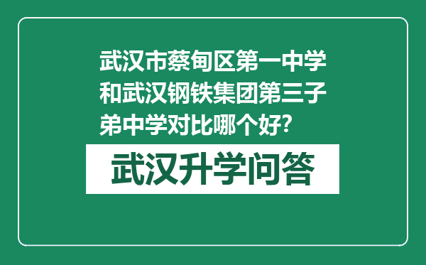 武汉市蔡甸区第一中学和武汉钢铁集团第三子弟中学对比哪个好？