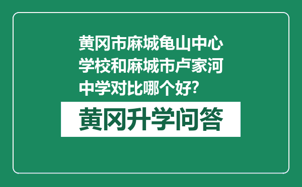 黄冈市麻城龟山中心学校和麻城市卢家河中学对比哪个好？