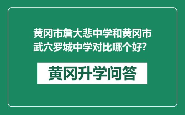 黄冈市詹大悲中学和黄冈市武穴罗城中学对比哪个好？