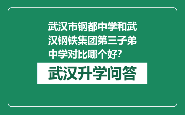 武汉市钢都中学和武汉钢铁集团第三子弟中学对比哪个好？
