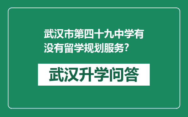 武汉市第四十九中学有没有留学规划服务？