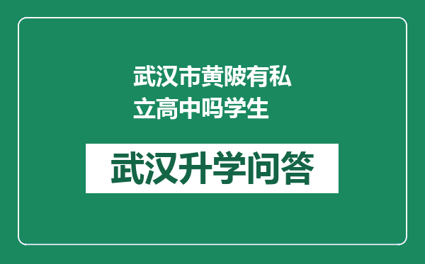 武汉市黄陂有私立高中吗学生