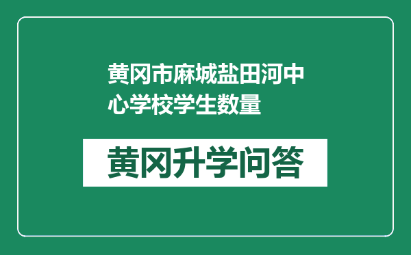 黄冈市麻城盐田河中心学校学生数量