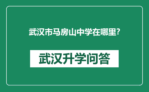 武汉市马房山中学在哪里？
