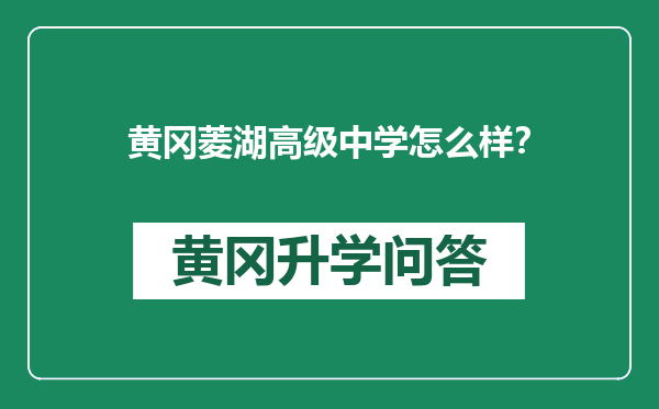 黄冈菱湖高级中学怎么样？