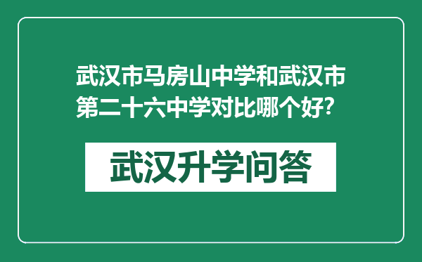 武汉市马房山中学和武汉市第二十六中学对比哪个好？