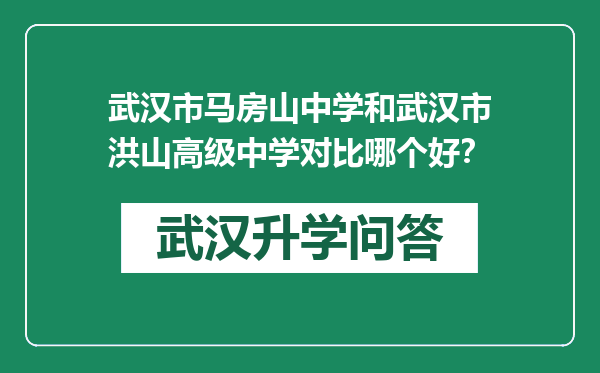 武汉市马房山中学和武汉市洪山高级中学对比哪个好？