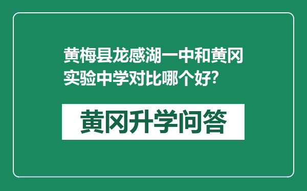 黄梅县龙感湖一中和黄冈实验中学对比哪个好？