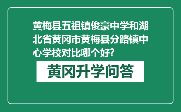 黄梅县五祖镇俊豪中学和湖北省黄冈市黄梅县分路镇中心学校对比哪个好？