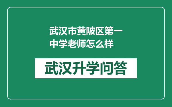 武汉市黄陂区第一中学老师怎么样