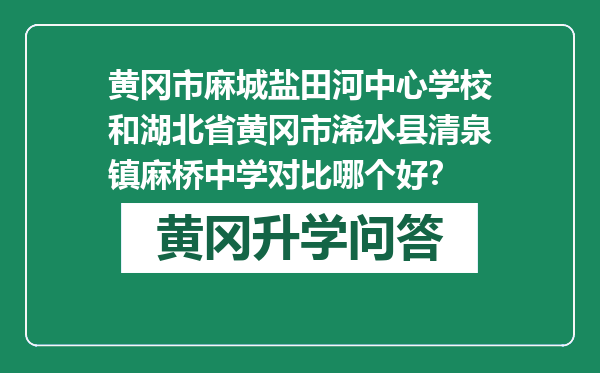 黄冈市麻城盐田河中心学校和湖北省黄冈市浠水县清泉镇麻桥中学对比哪个好？