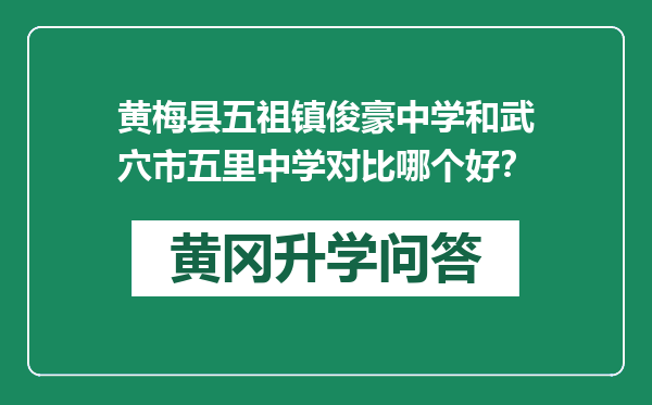 黄梅县五祖镇俊豪中学和武穴市五里中学对比哪个好？
