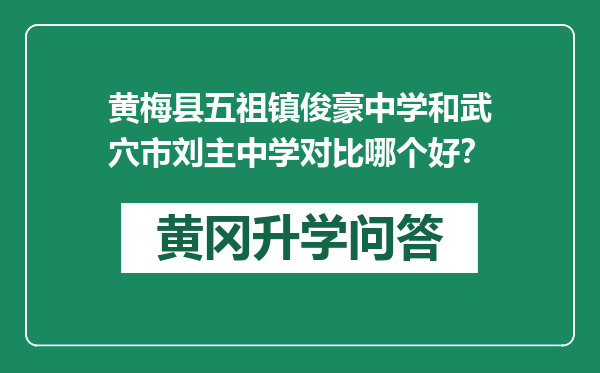 黄梅县五祖镇俊豪中学和武穴市刘主中学对比哪个好？