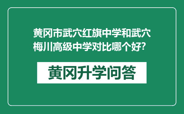 黄冈市武穴红旗中学和武穴梅川高级中学对比哪个好？