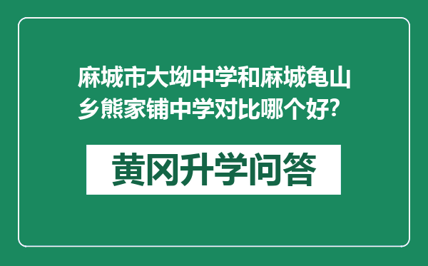 麻城市大坳中学和麻城龟山乡熊家铺中学对比哪个好？