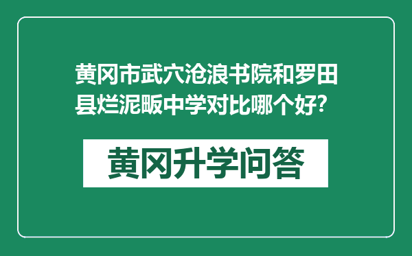 黄冈市武穴沧浪书院和罗田县烂泥畈中学对比哪个好？