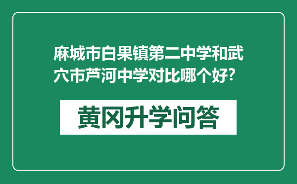 麻城市白果镇第二中学和武穴市芦河中学对比哪个好？