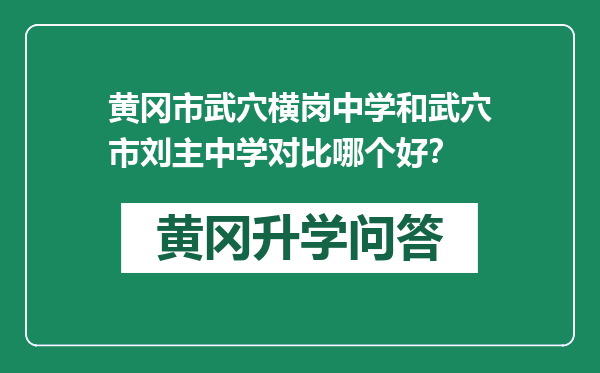 黄冈市武穴横岗中学和武穴市刘主中学对比哪个好？