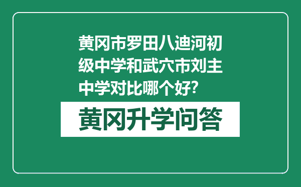 黄冈市罗田八迪河初级中学和武穴市刘主中学对比哪个好？
