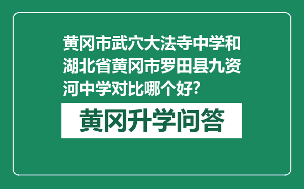 黄冈市武穴大法寺中学和湖北省黄冈市罗田县九资河中学对比哪个好？