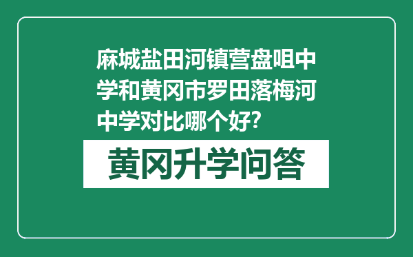 麻城盐田河镇营盘咀中学和黄冈市罗田落梅河中学对比哪个好？