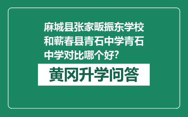 麻城县张家畈振东学校和蕲春县青石中学青石中学对比哪个好？