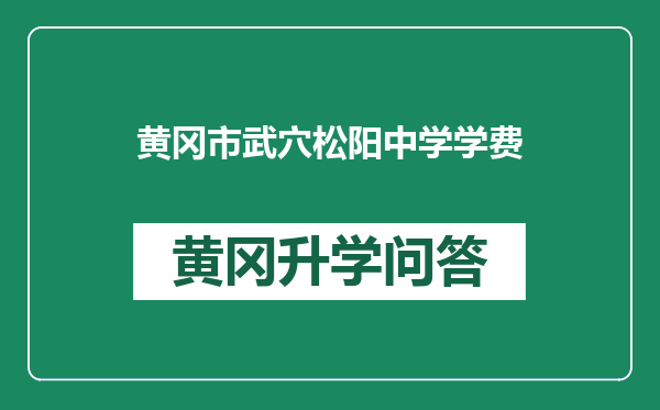 黄冈市武穴松阳中学学费