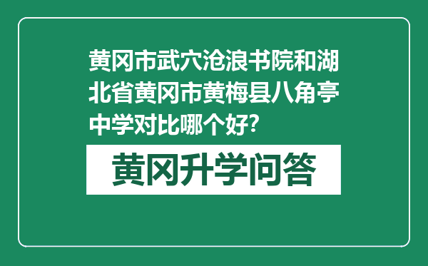 黄冈市武穴沧浪书院和湖北省黄冈市黄梅县八角亭中学对比哪个好？