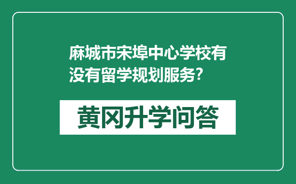 麻城市宋埠中心学校有没有留学规划服务？