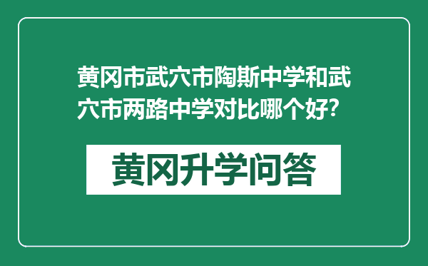 黄冈市武穴市陶斯中学和武穴市两路中学对比哪个好？
