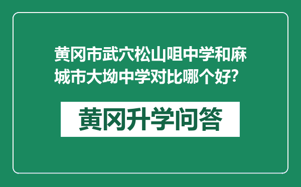 黄冈市武穴松山咀中学和麻城市大坳中学对比哪个好？