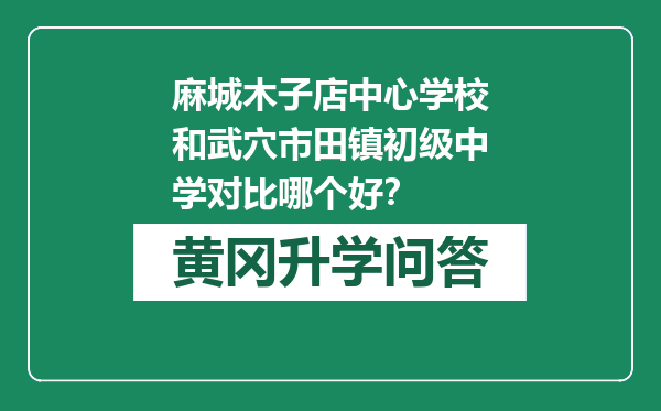 麻城木子店中心学校和武穴市田镇初级中学对比哪个好？