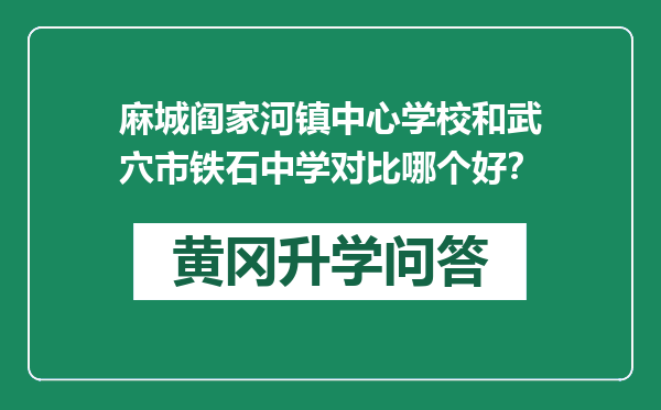 麻城阎家河镇中心学校和武穴市铁石中学对比哪个好？