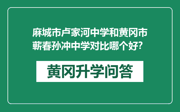 麻城市卢家河中学和黄冈市蕲春孙冲中学对比哪个好？