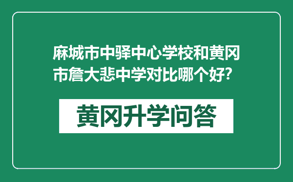 麻城市中驿中心学校和黄冈市詹大悲中学对比哪个好？