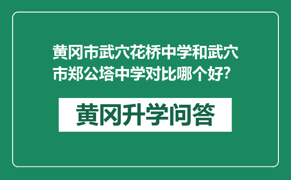 黄冈市武穴花桥中学和武穴市郑公塔中学对比哪个好？