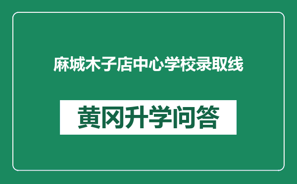 麻城木子店中心学校录取线