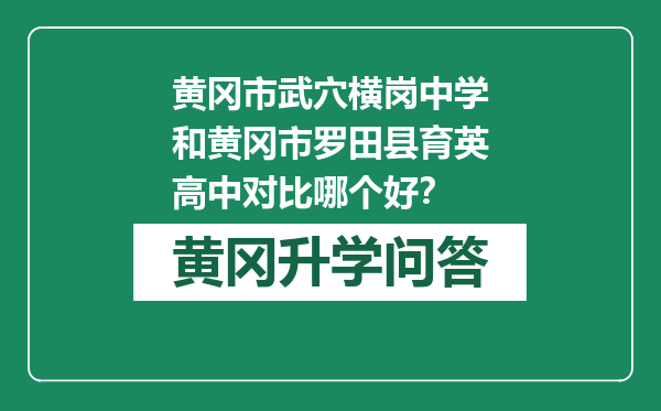 黄冈市武穴横岗中学和黄冈市罗田县育英高中对比哪个好？