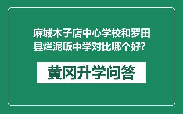 麻城木子店中心学校和罗田县烂泥畈中学对比哪个好？