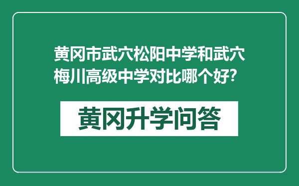 黄冈市武穴松阳中学和武穴梅川高级中学对比哪个好？