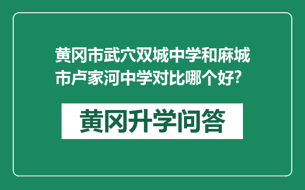 黄冈市武穴双城中学和麻城市卢家河中学对比哪个好？