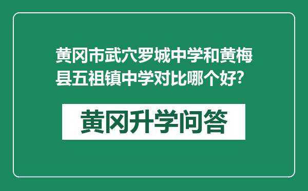 黄冈市武穴罗城中学和黄梅县五祖镇中学对比哪个好？