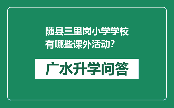 随县三里岗小学学校有哪些课外活动？