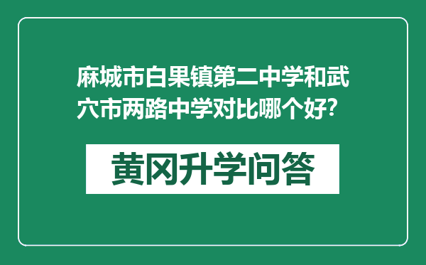 麻城市白果镇第二中学和武穴市两路中学对比哪个好？