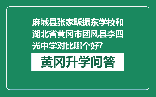 麻城县张家畈振东学校和湖北省黄冈市团风县李四光中学对比哪个好？