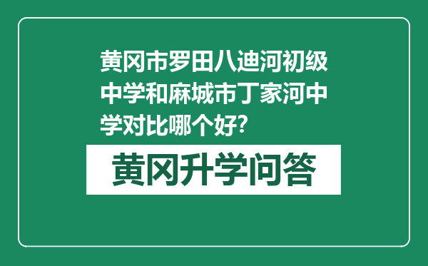黄冈市罗田八迪河初级中学和麻城市丁家河中学对比哪个好？
