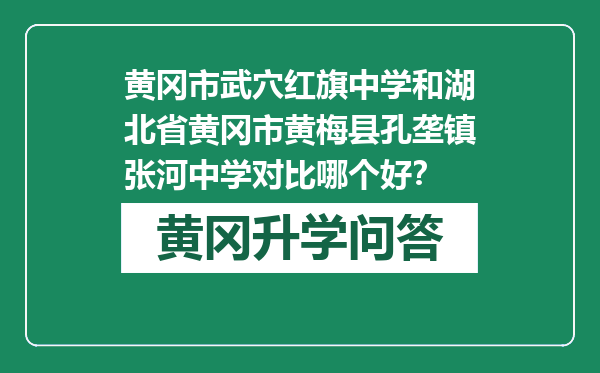 黄冈市武穴红旗中学和湖北省黄冈市黄梅县孔垄镇张河中学对比哪个好？