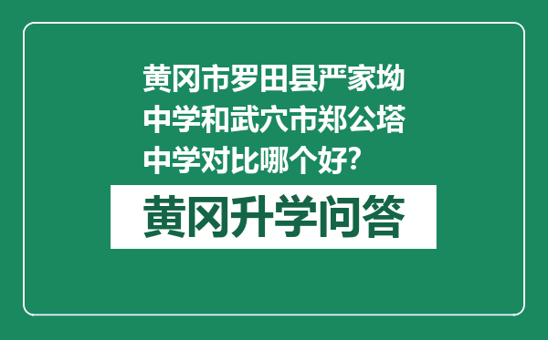 黄冈市罗田县严家坳中学和武穴市郑公塔中学对比哪个好？